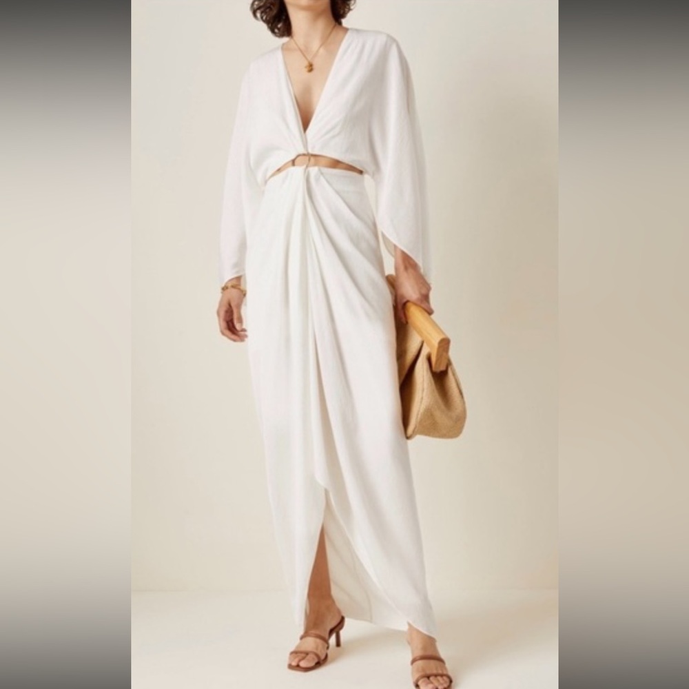 White Maxi Twist-Front Cutout Dress